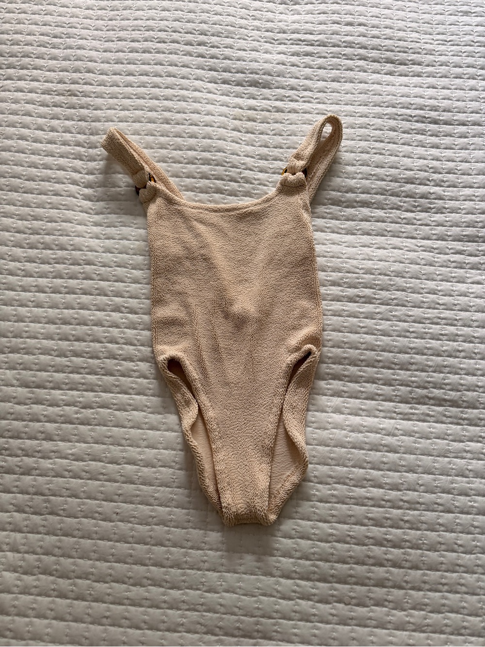 Hunza G Textured One-Piece Swimsuit in Light Beige
